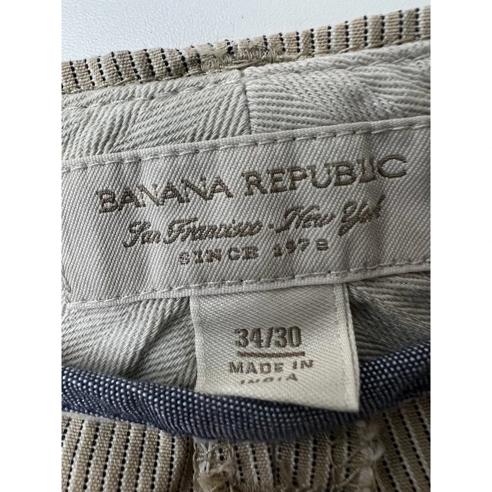 Banana Republic 100% Cotton Beige Pinstriped 100% Cotton Pants Size 34/30